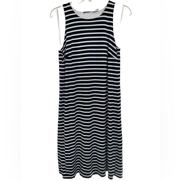Lauren Ralph Lauren Black/White Striped Nautical Preppy Sleeveless Shift Dress - Picture 1 of 9